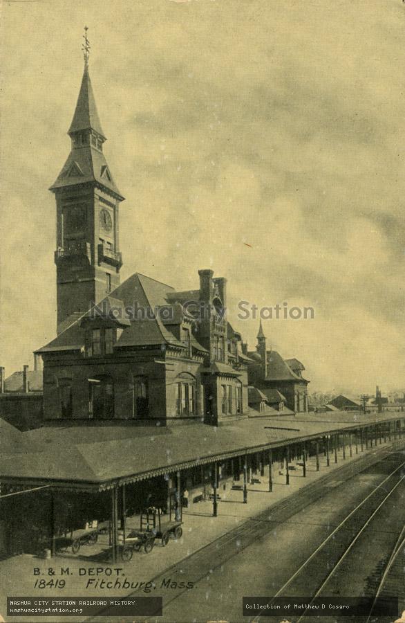 Postcard: Boston & Maine Depot, Fitchburg, Massachusetts
